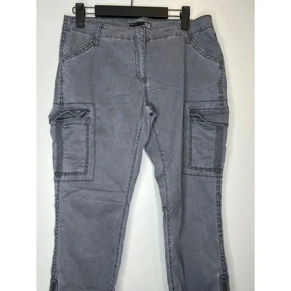 Eileen Fisher Gray Cargo Jogger Zipper Pants Petite Size 8P Lyocell Cotton - Picture 2 of 8